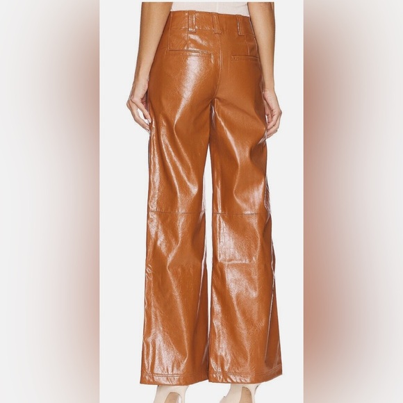 FREE PEOPLE Star Crossed Lovers Faux Leather Tan Trousers size 0 - Picture 7 of 14